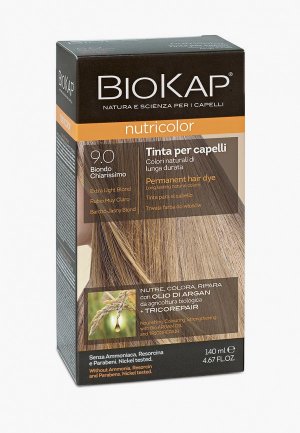 Краска для волос Biokap очень светлый блондин 9.0, 140 мл. Цвет: бежевый