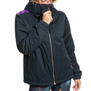Куртка , средней длины, карманы, несъемный капюшон, непромокаемая, водонепроницаемая, мембранная, размер XS, черный Roxy. Цвет: черный