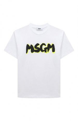 Хлопковая футболка MSGM kids. Цвет: белый