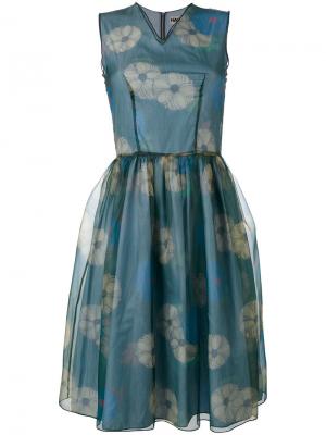 Многослойное расклешенное платье Hache. Цвет: синий