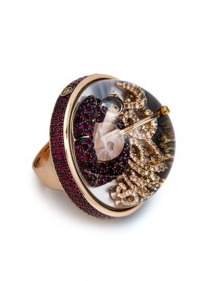 Кольцо Lips & Lolly из розового золота с бриллиантами Dreamboule. Цвет: золотистый