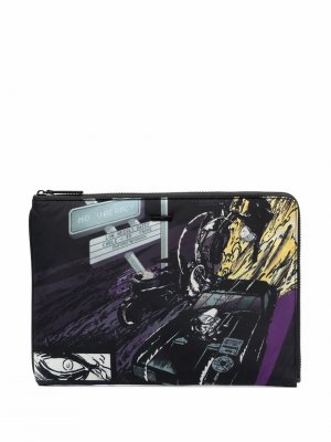 Graphic-print zip-up laptop bag Emporio Armani. Цвет: черный