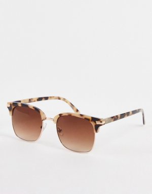 Квадратные солнцезащитные очки в черепаховой оправе -Коричневый цвет New Look