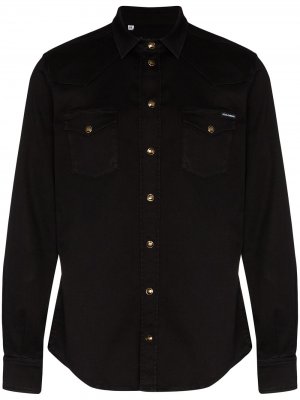 Джинсовая рубашка на кнопках Dolce & Gabbana. Цвет: черный