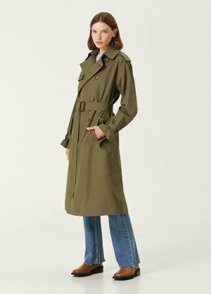 Двубортное верхнее пальто цвета хаки с воротником-бабочкой Polo Ralph Lauren. Цвет: хаки
