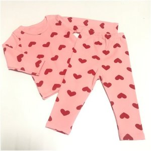 Пижама Сердечки Розовый 80р-р Спиногрызы. Цвет: розовый