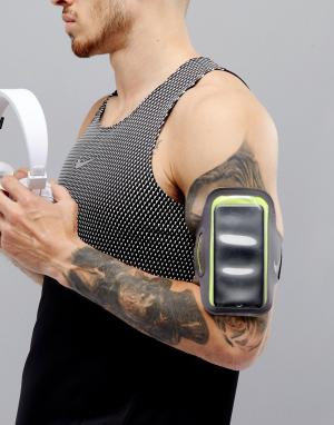 Серый браслет-чехол для телефона на предплечье с перфорацией Nike Runn Running. Цвет: серый