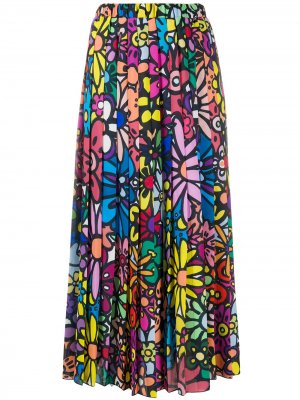 Плиссированная юбка с цветочным принтом Ultràchic. Цвет: синий
