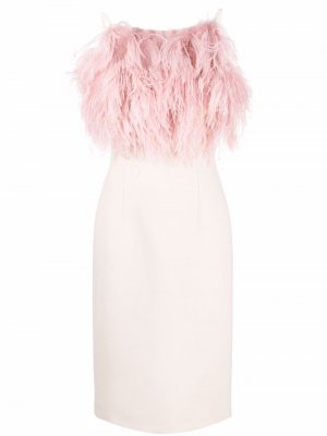 Платье миди с перьями LANVIN. Цвет: розовый