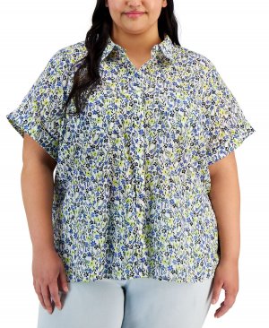 Хлопковая походная рубашка больших размеров с принтом Tommy Hilfiger