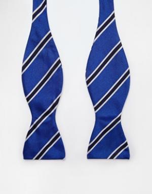 Шелковый галстук-бабочка в полоску Polo Ralph Lauren. Цвет: синий