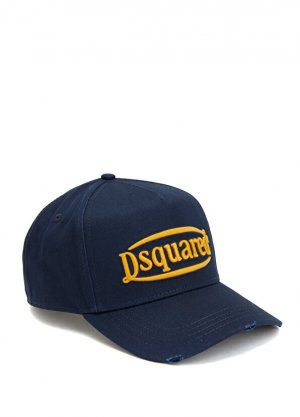Мужская шляпа с темно-синим и желтым логотипом Dsquared2
