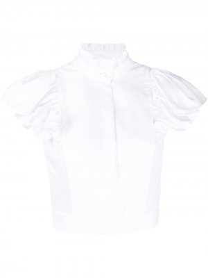 Укороченная блузка с оборками на рукавах Alexander McQueen. Цвет: белый