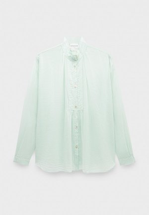 Рубашка Forte cotton silk voile bohemien tuxedo shirt acqua. Цвет: зеленый