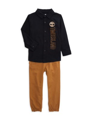 Комплект из двух предметов: рубашка и брюки на пуговицах для маленького мальчика , цвет Navy Tan Timberland