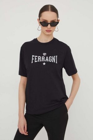 Хлопковая футболка Chiara Ferragni, черный FERRAGNI