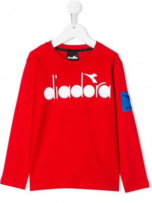 Топ с длинными рукавами и логотипом Diadora Junior. Цвет: красный