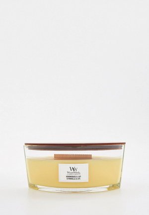 Свеча ароматическая Woodwick эллипс Лемонграсс и лилия 453.6 г.. Цвет: желтый
