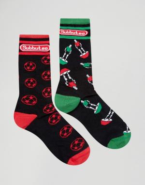 Комплект из 2 пар носков с футбольным дизайном ASOS. Цвет: мульти