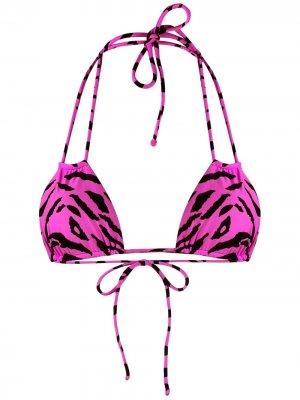 Лиф бикини с тигровым принтом Saint Laurent. Цвет: розовый