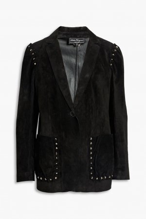 Замшевый пиджак с заклепками FERRAGAMO, черный Ferragamo