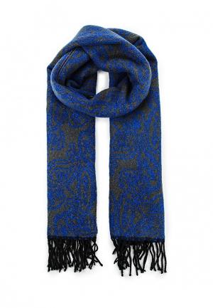 Палантин LOST INK Baroque jacquard scarf with fringes. Цвет: синий