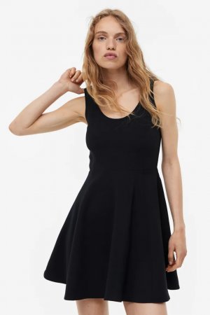 Мини-платье с расклешенной юбкой , черный H&M