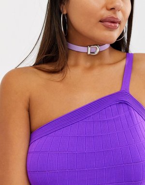 Ожерелье-чокер из искусственной кожи лавандового цвета с пряжкой -Фиолетовый ASOS DESIGN