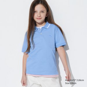 Рубашка-поло UNIQLO Kids Dry Pique с короткими рукавами, синий