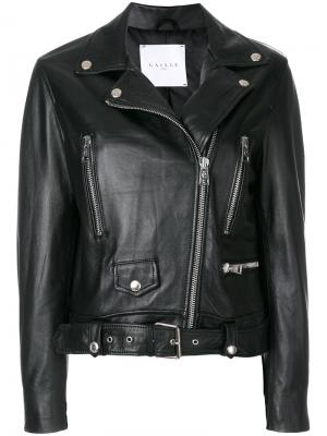 Укороченная байкерская куртка Gaelle Bonheur. Цвет: чёрный