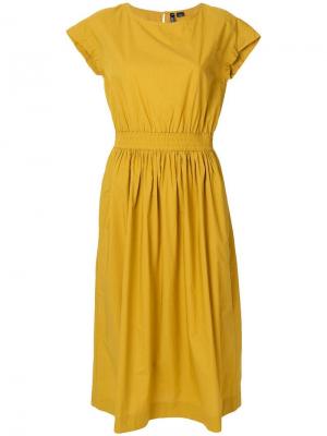 Расклешенное платье миди с поясом Woolrich. Цвет: жёлтый и оранжевый