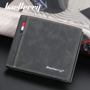 Мужской короткий кошелек , винтажный брендовый дизайн, деловые двойные кошельки из искусственной кожи, классический для монет Baellerry