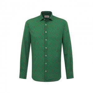 Хлопковая рубашка MC2 Saint Barth. Цвет: зелёный