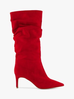 Замшевые длинные ботинки с открытым носком, красный Dune