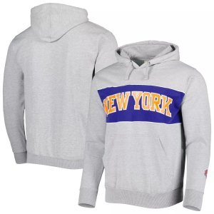 Мужской пуловер с капюшоном серого цвета Хизер Нью-Йорк Никс надписью French Terry Fanatics