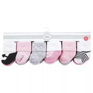 Махровые носки для новорожденных и малышей, розовый, черный, балетки, 12 шт. Luvable Friends