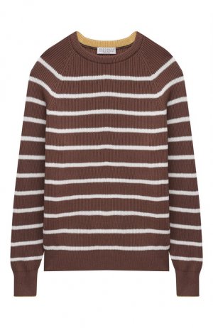 Хлопковый пуловер Brunello Cucinelli. Цвет: коричневый
