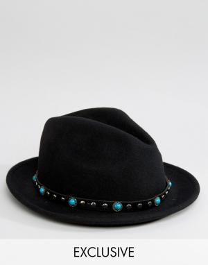 Мягкая фетровая шляпа с отделкой Reclaimed Vintage. Цвет: черный