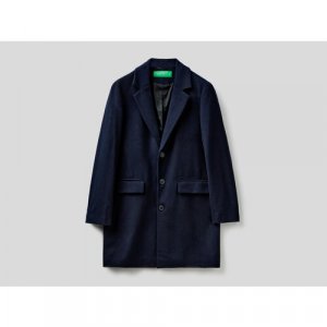 Пальто , размер 54, синий UNITED COLORS OF BENETTON. Цвет: синий