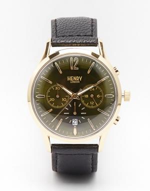 Часы с хронографом и кожаным ремешком Chiswick Henry London. Цвет: черный