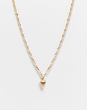Ожерелье на узкой и короткой цепочке со шлифованной подвеской в виде сердца золотого цвета -Золотистый ASOS DESIGN