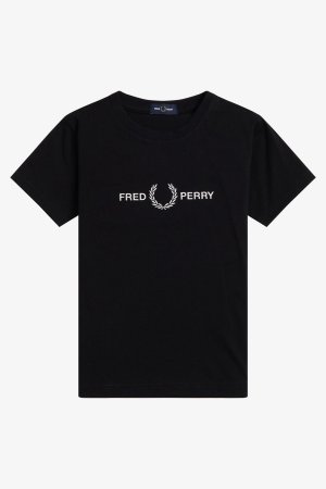 Детская футболка с вышивкой , черный Fred Perry