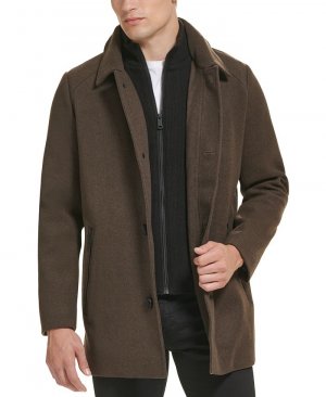 Мужское автомобильное пальто с воротником-стойкой и нагрудником на молнии , коричневый Kenneth Cole