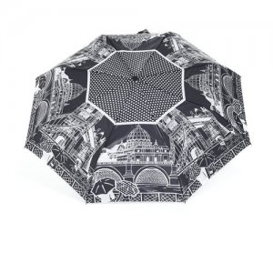 Мини-зонт, черный, белый RAINDROPS. Цвет: черный/белый
