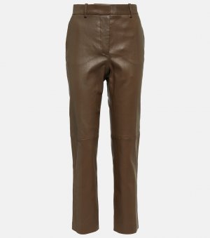 Прямые кожаные брюки coleman со средней посадкой , коричневый Joseph