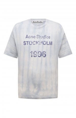 Хлопковая футболка Acne Studios. Цвет: голубой