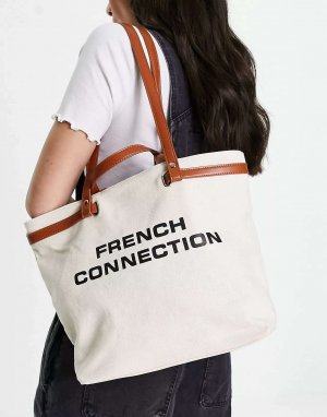 Натуральная пляжная сумка с логотипом French Connection