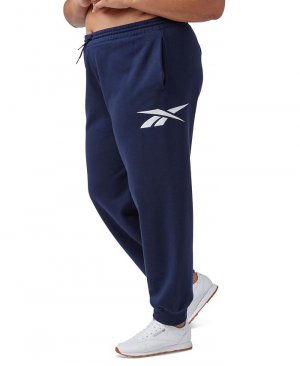 Флисовые брюки больших размеров с завязками на талии и логотипом , синий Reebok