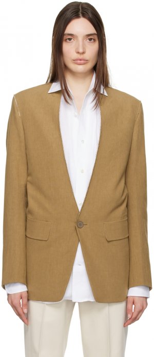 Светло-коричневый пиджак с необработанными краями ZEGNA