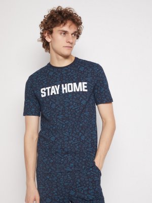 Домашний комплект (футболка, джоггеры) zolla. Цвет: синий